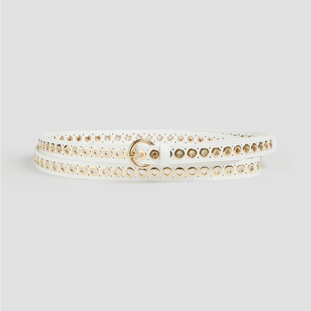 Sandro Women's Adelia Eyelet Double Belt White and Gold Women's Belt